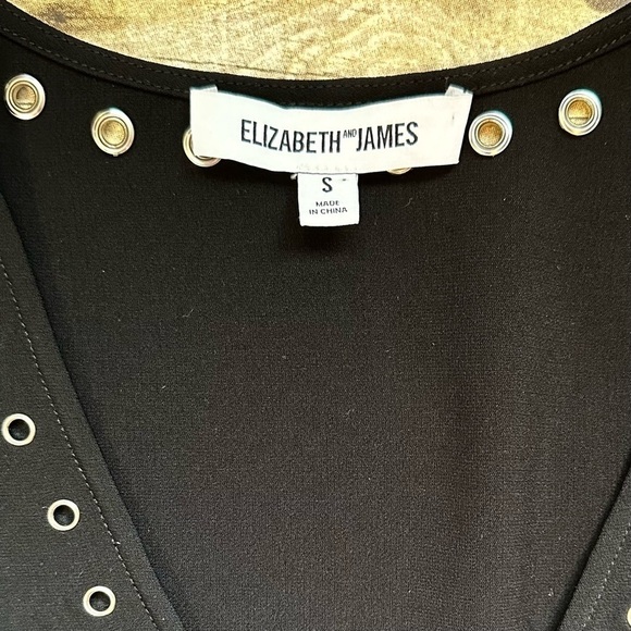 Elizabeth and James Grommet Studded V-Neck Fringe Hem Shift Dress - Picture 2 of 9